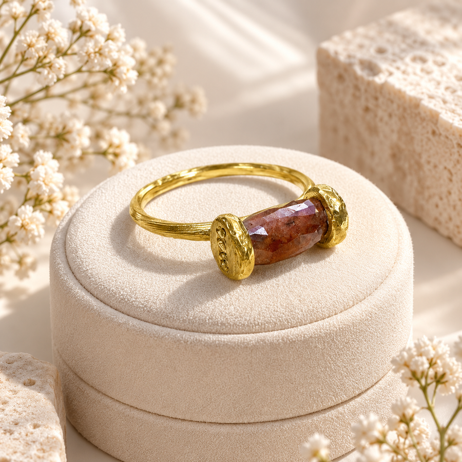 One-of-a-Kind 1.12 Carat Burnt-Brown Rose-Cut Diamond Ring in 22K Gold