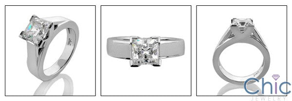 Solitaire 1.5 Princess V Prong Heavy Cubic Zirconia Cz Ring