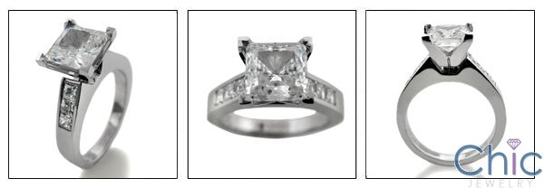Engagement 1.5 Ct Princess 4 Prong Channel Cubic Zirconia Cz Ring