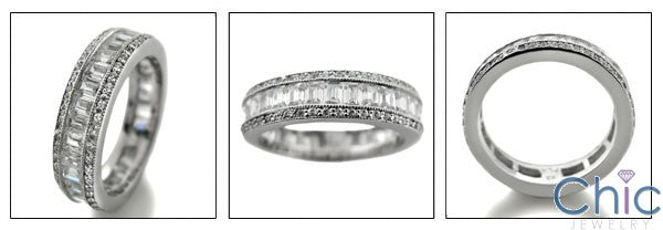 Eternity 5 TCW Baguette Ct Round Channel Pave Cubic Zirconia Cz Ring