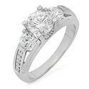 1.25 High Quality Round Cubic Zirconia Engagement Ring 14K White Gold