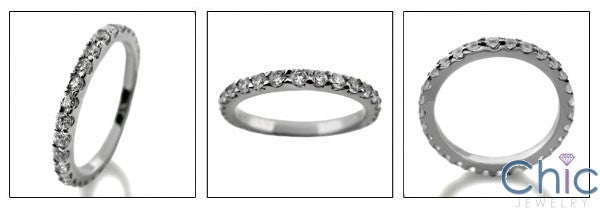 Cubic Zirconia Eternity 1 Carat Total Round Pave Set 14K White Gold Band
