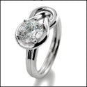 Solitaire Knot Ring 1 Ct Round Cubic Zirconia 14 K White Gold
