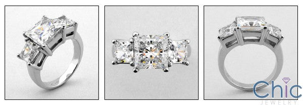 3 Stone 3.70 Ct 3 Princess in Prongs Cubic Zirconia Cz Ring