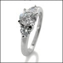 3 Stone .75 round Center 2 small Sides Cubic Zirconia 14K White Gold Ring