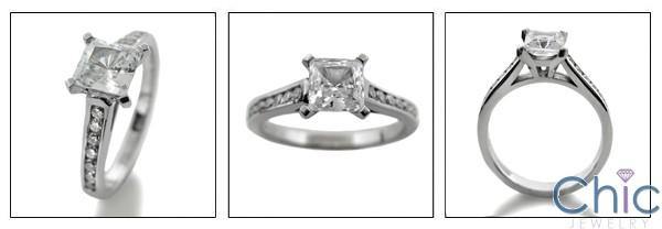 .75 Carat Princess Cut Cubic Zirconia Engagement Ring 14k White Gold