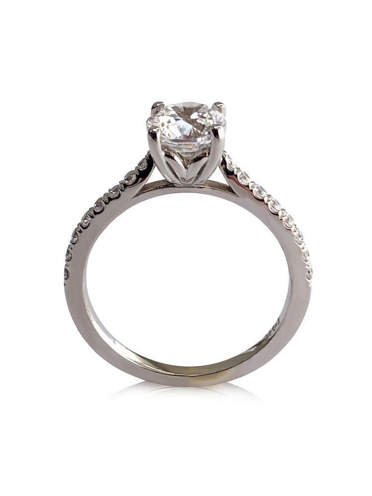 1 Carat Cubic Zirconia Engagement Ring with Tulip Petal Prong Setting