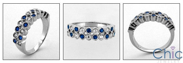Anniversary .60 TCW Round Sapphire s Diamond Bezel Cubic Zirconia Cz Ring