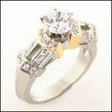 Brilliant 1 Carat Cubic Zirconia Two Tone Gold Engagement Ring