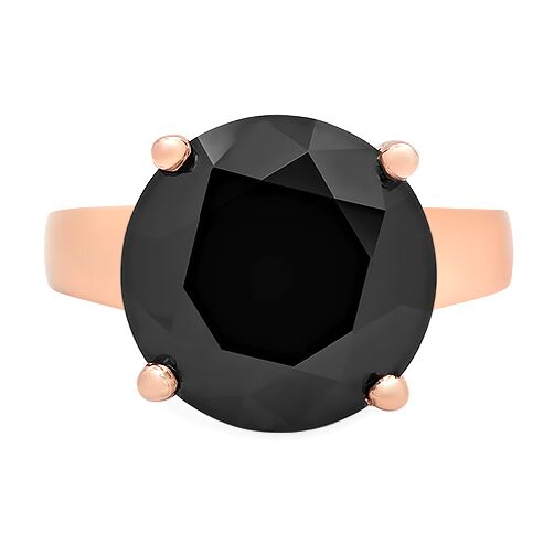 Black Stone Rose Gold Solitaire Ring