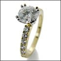 Cubic Zirconia 1.5 Round Double Prong Two Tone Gold Engagement Ring