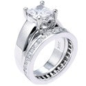 Matching Set Solitaire Princess 1.25 Center Eternity Channel Cubic Zirconia Cz Ring