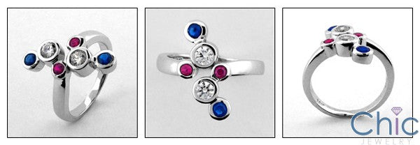 Fine Jewelry Sapphire Ruby Ct Diamond Bezels Cubic Zirconia Cz Ring