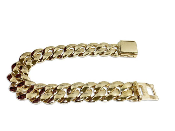 Cuban Link Bracelet For Men 14K Yellow Gold  8 inches Long