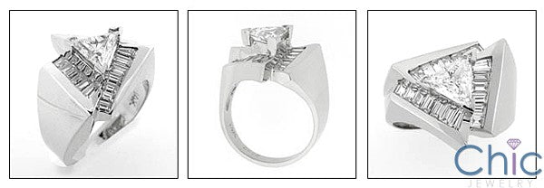 Anniversary 2 Ct Triangle Center Channel Baguettes Cubic Zirconia Cz Ring