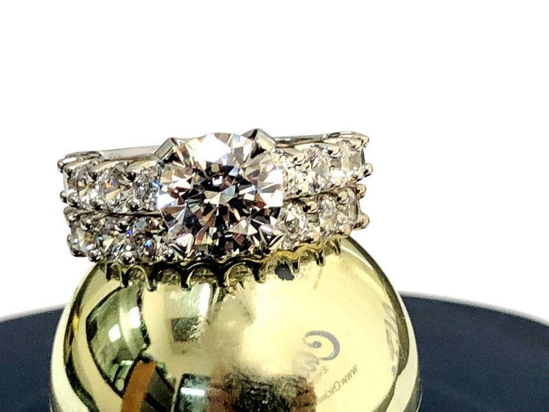 Popular style 2 Carat Highest Quality Cubic Zirconia Engagement ring with band 14k White gold