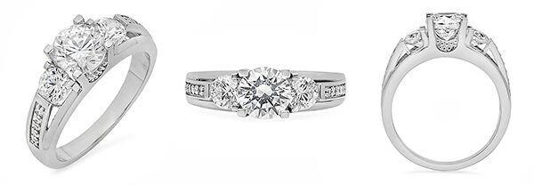 1.25 High Quality Round Cubic Zirconia Engagement Ring 14K White Gold