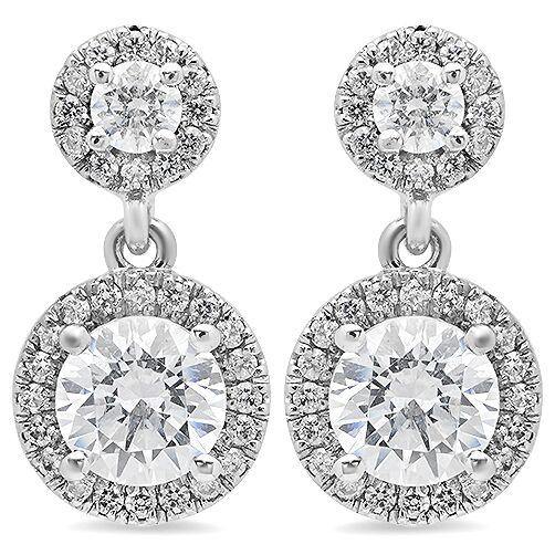 1 Carat Highest Grade Cubic Zirconia Round Stone Halo Style Earrings in 14k White Gold