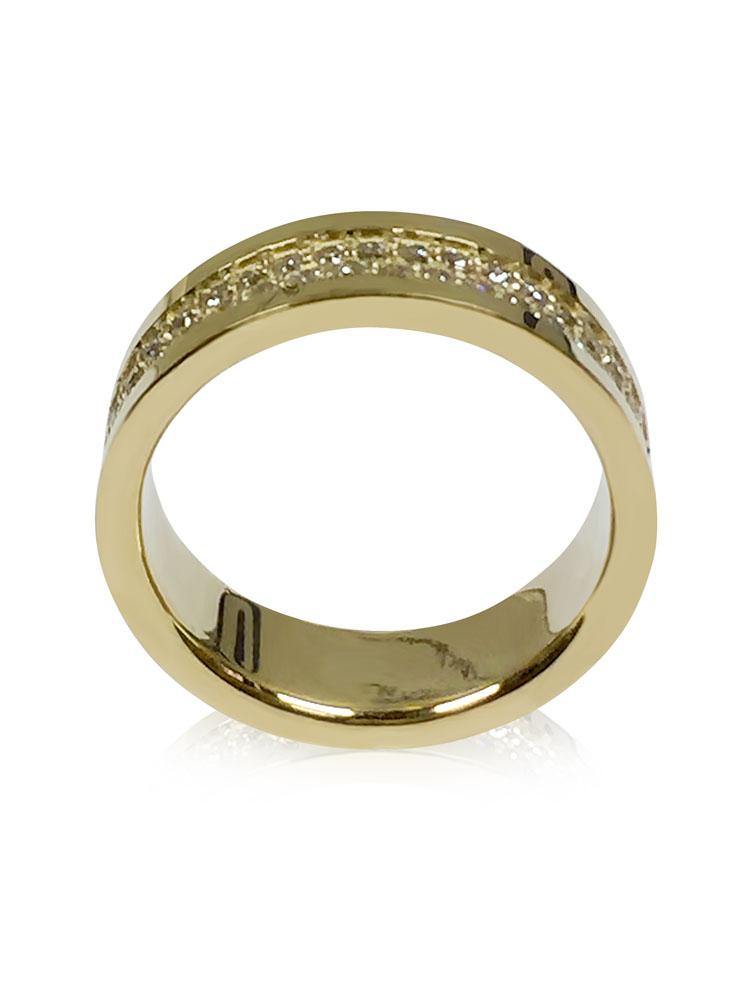 7 MM Wedding Eternity Band for Men Cubic Zirconia Pave 14K Yellow Gold