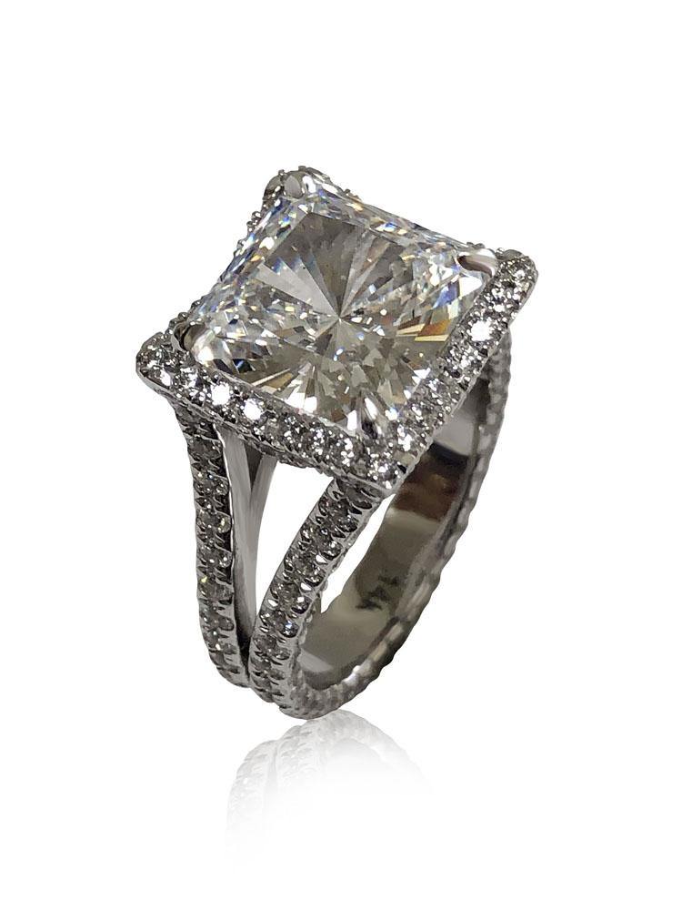 Buy 14K White Gold Asscher Cut Engagement Ring Chic Jewelry