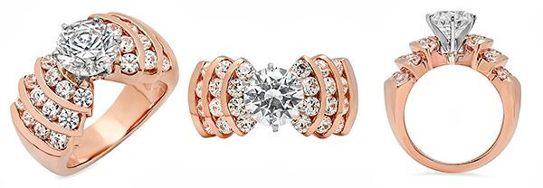2 Carat Round Highest Quality Cubic Zirconia Rose Gold Engagement Ring