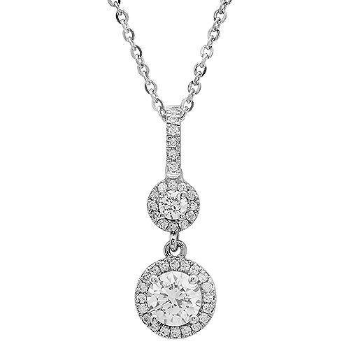 Pendant with High Quality Cubic Zirconia Round Stones in 14K White Gold