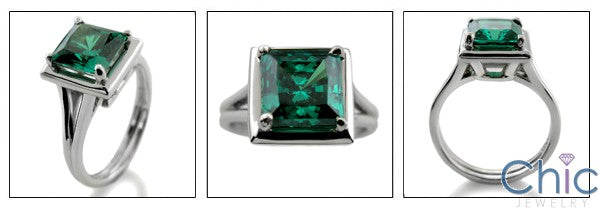 Solitaire Emerald Green Princess 1.25 Ct Cubic Zirconia Cz Ring