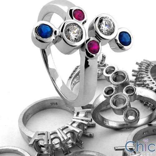 Fine Jewelry Sapphire Ruby Ct Diamond Bezels Cubic Zirconia Cz Ring
