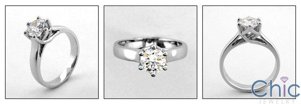 Solitaire Diamond Quality Cubic Zirconia Round 1 Carat 14K White Gold Ring