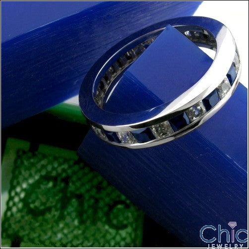Eternity 2 Ct Sapphire Diamond Princess Channel Cubic Zirconia Cz Ring
