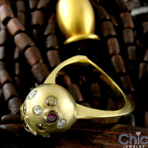 Fine Jewelry Multi color bezel Globe Euro Style Cubic Zirconia Cz Ring
