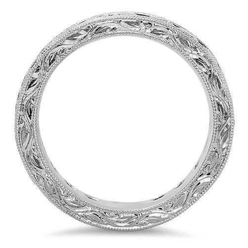 Round Cubic Zirconia Eternity Channel Hand Engraved Band