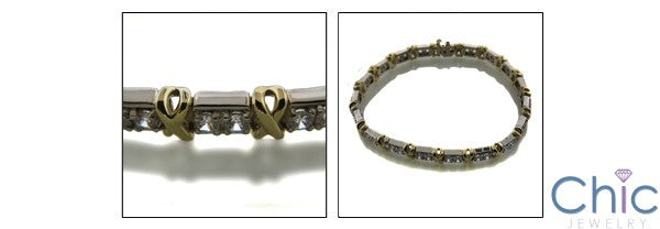 Two Tone Gold Tiffany Cubic Zirconia CZ Bracelet