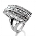 Right Hand Ring Princess Round Elongated Cubic Zirconia 14k White Gold