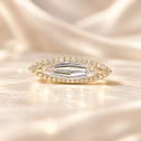 0.88 CT Certified Modified Step-Cut Marquise Lab Diamond Ring | 14K Yellow Gold