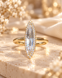 Certified 0.89 Carat Step-Cut Marquise Lab Diamond Ring in 14K Yellow Gold
