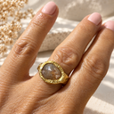 3.09 CT Natural Brown Rose-Cut Diamond 22K Gold Ring — One of a Kind