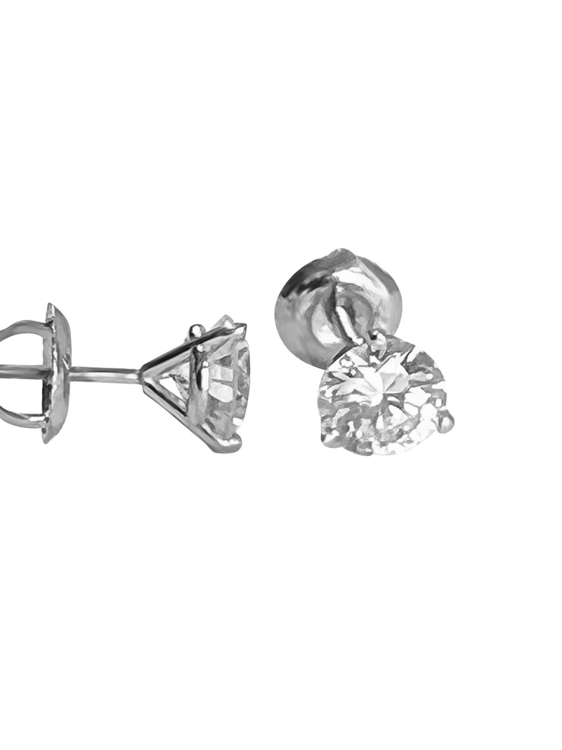 1.5 CARAT TOTAL ROUND CUBIC ZIRCONIA MARTINI STYLE STUDS 14K WHITE GOLD