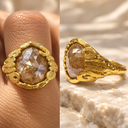 The CHIC RING. One-of-One 3.10 ct Pear Rose-Cut Natural Diamond Ring in 22k Gold
