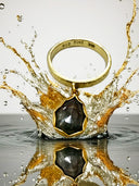 Rose-Cut Green-Gray Diamond Ring in 24K & 18K Gold – 1.59 Carats of Raw Elegance