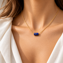 Lapis Capsule Necklace — 14K Yellow Gold