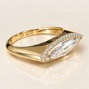 0.88 CT Certified Modified Step-Cut Marquise Lab Diamond Ring | 14K Yellow Gold