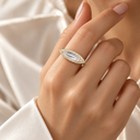 0.88 CT Certified Modified Step-Cut Marquise Lab Diamond Ring | 14K Yellow Gold