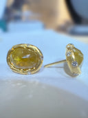 One-of-One 22K Gold Olive Green Rose-Cut Diamond Stud Earrings