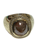 2.50 TCW Natural Brown Diamond Unisex Ring in 14K Yellow Gold
