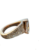The Veil Ring – 4.04 Carat Portrait Cut Diamond Free-Form Ring with Mosaic Pavé Diamonds in 14K Rose Gold