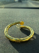 22K Handmade Toi et Moi Diamond Cube Ring – 0.60 TCW Orange & Gray Diamonds | Twisted Gold Band