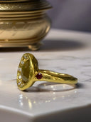 One-of-a-Kind Olive Green Rose-Cut Diamond Ring