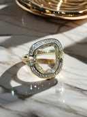 3.58 CT Portrait Cut Lab Diamond Pavé Ring in 14K Yellow Gold — One of a Kind