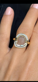 3.58 CT Portrait Cut Lab Diamond Pavé Ring in 14K Yellow Gold — One of a Kind